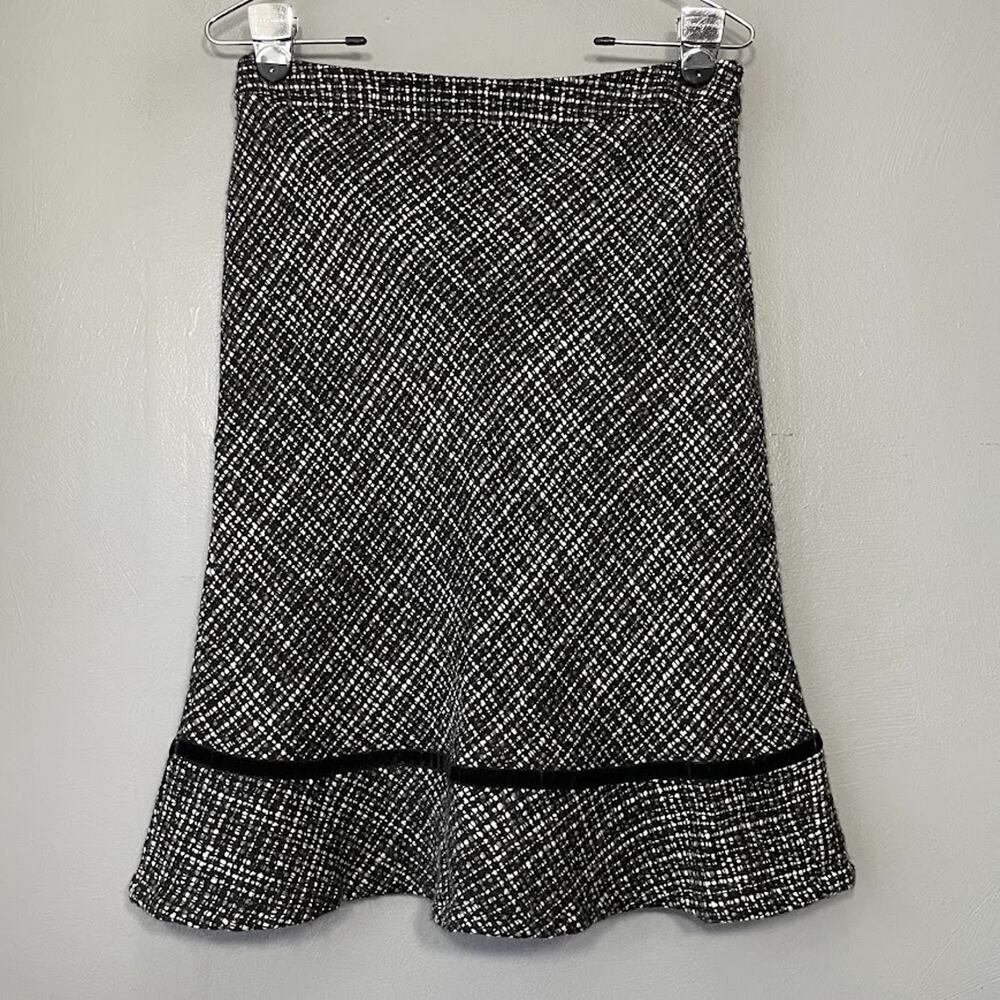 Gap Fits Small Black White Tweed Skirt Academia Career Flare School Preppy Y2K